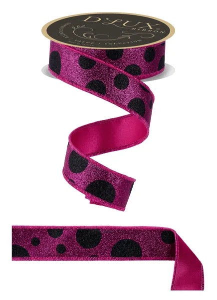 DLux 1.5" x 10yd Giant Multi Polka Dots/Fused - LX323511
