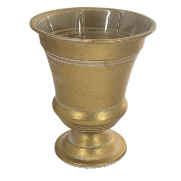 ROMAN URN WITH LINER 6.25D X 7.5" -GOLD