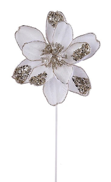 22"Lx8.5"Dia Glttr/Sequin/Bead Magnolia