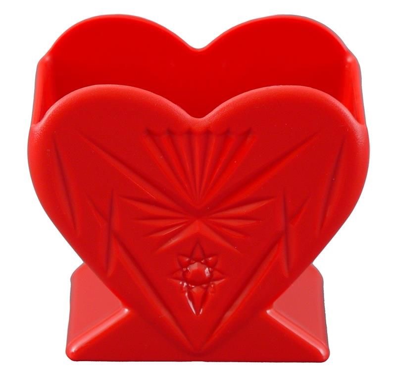 5" Frosted Heart Vase (5" Opening / 3.75" Depth) - Red