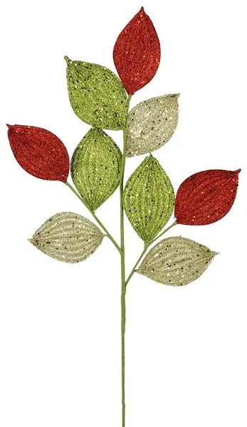 29"L Glitter Leaf Spray - XS758935