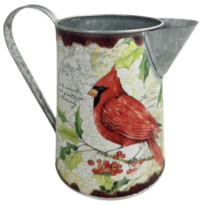 PITCHER W/PVC LINER RED BIRD DESIGN 4.2X7.8X6.25"