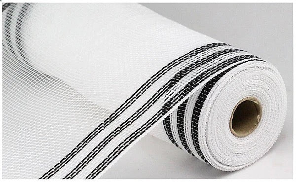 10.25" x 10yd Faux Jute/Pp/Border Stripe / White/Black