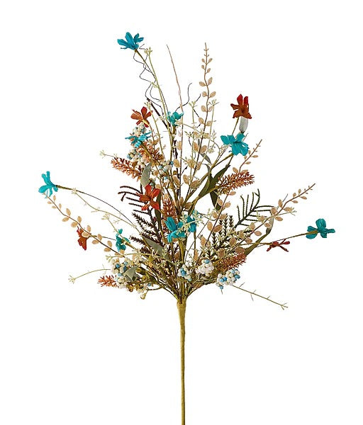 24"L Fabric Flower/Eva Leaf/Beads Spray - Artificial Floral Stem