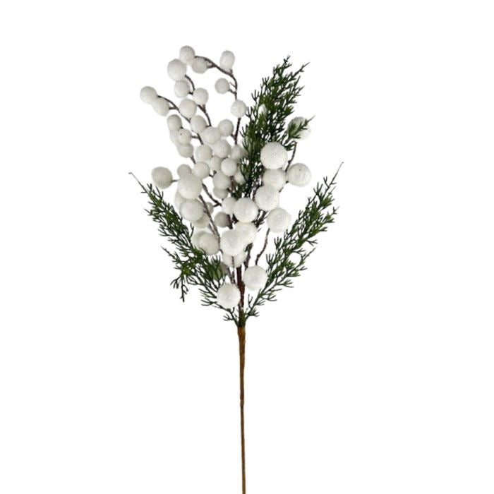 29" BERRY CEDAR SPRAY - WHITE