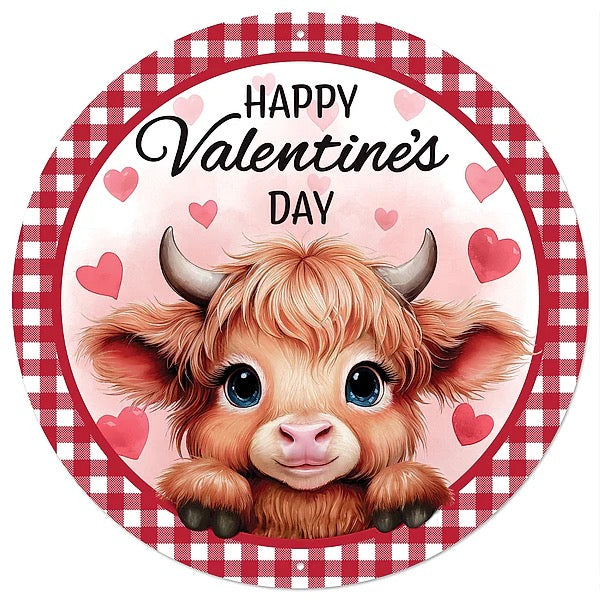 12"Dia Happy Valentine’S Day Cow Sign