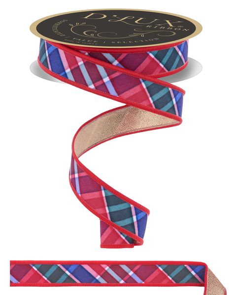 DLUXE 7/8" x 10yd Bold Plaid/Fused Wired Ribbon - LX1113J5