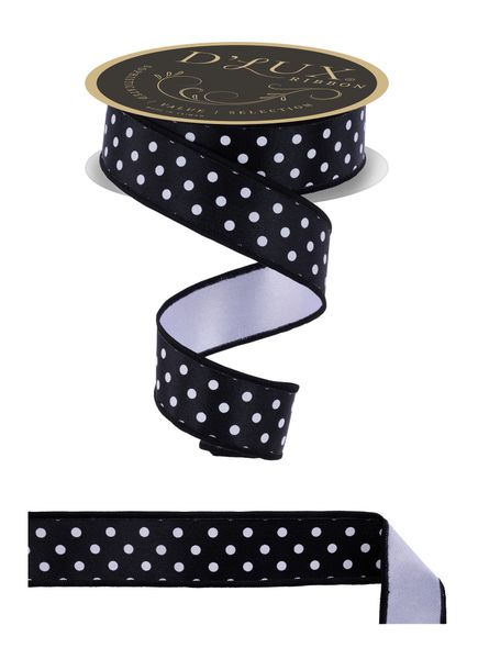 DLux 1.5" x 10yd Small Polka Dot/Fused Wired Ribbon - LX3038X6
