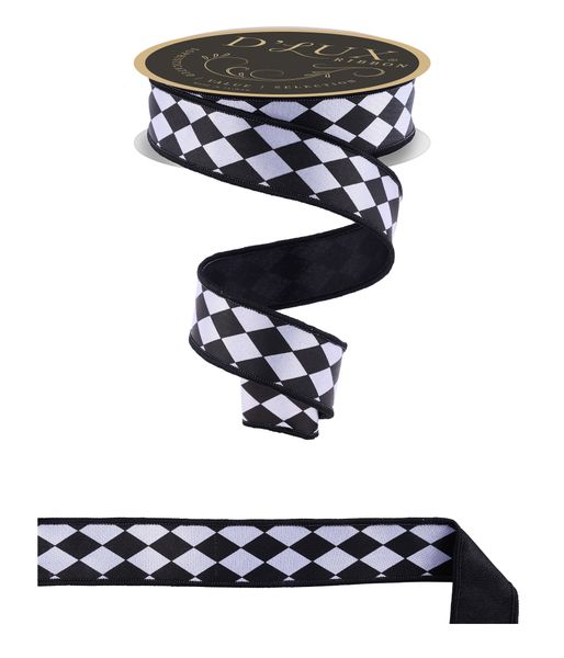 DLux 1.5" x 10yd Harlequin/Fused Wired Ribbon - LX311802