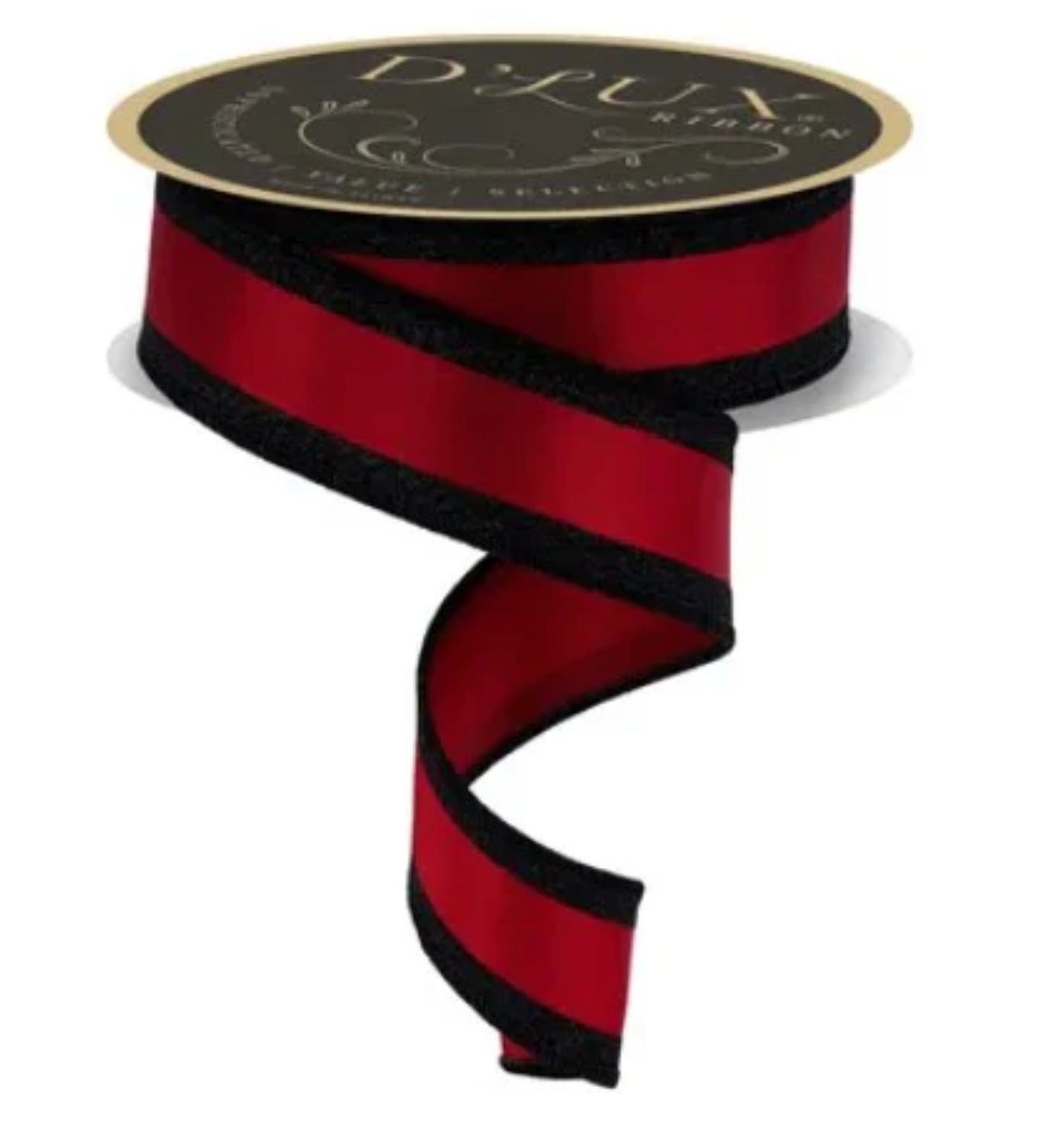 Dlux 1.5" x 10yd Vertical Glitter Stripe/Fused Red and Black - LX311924