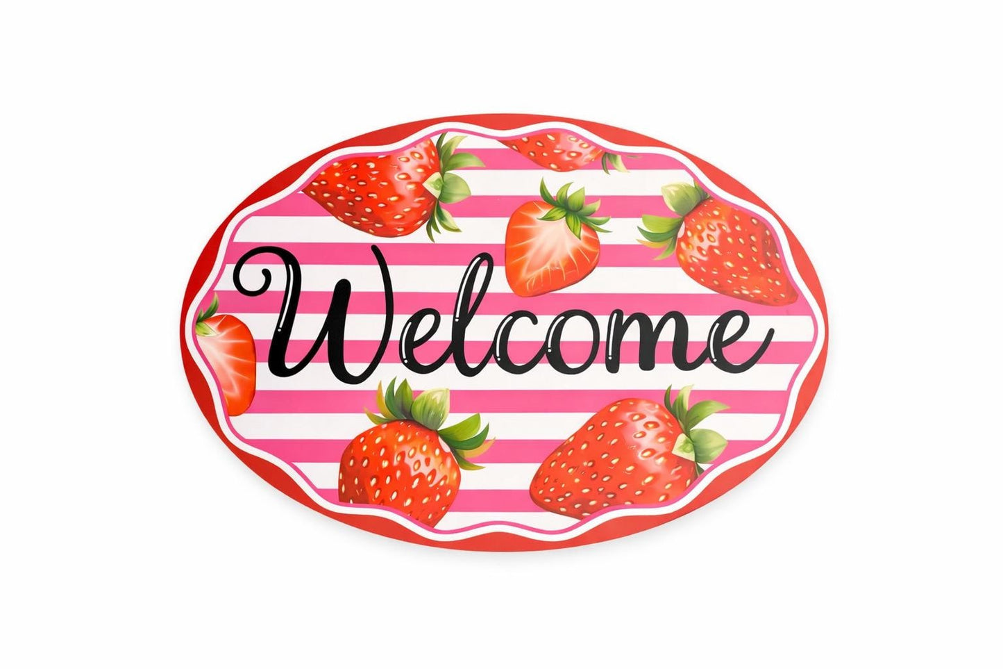 13"L x 9"H Welcome/Strawberry Oval Sign - AP7456F5