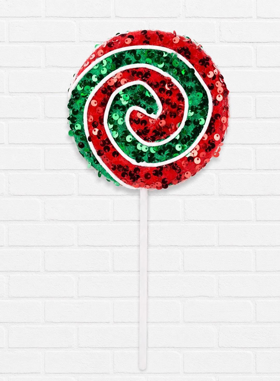 18.25β Sequin Mint Swirl Lollipop Pick - XC1137AR
