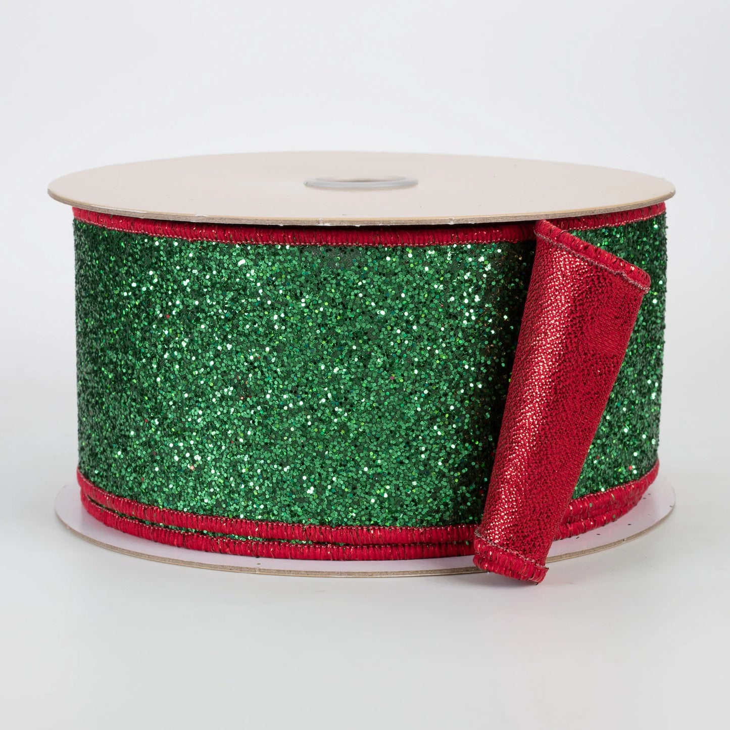 Dlux 2.5" x 10yd Laser Glitter/Fused - Emerald Green/Red - LX327206