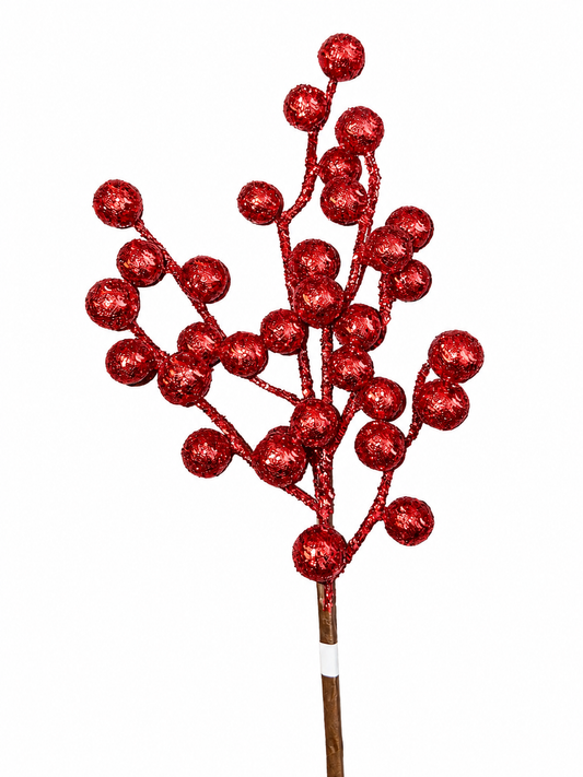 SEQUIN LARGE BERRY SPRAY-RED