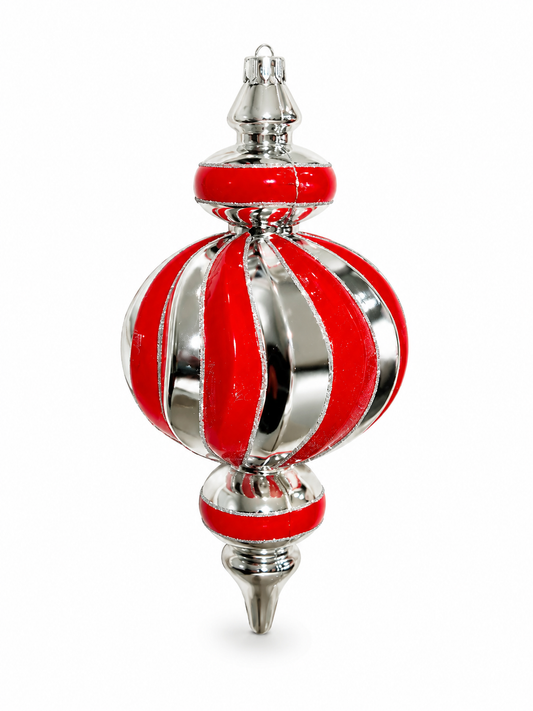 10" FINIAL 4.75DIA - RED/SILVER