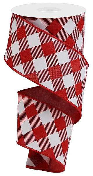 RG 2.5" x 10yd Diagonal Check On Royal Red and White - RGA126824
