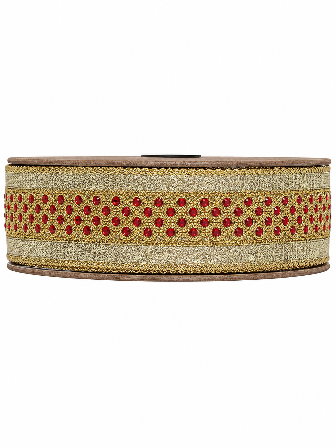 DS07-2804 D.STEVENS 1.5" X 10 YARD FILIGREE TRIM RUBY JEWELS