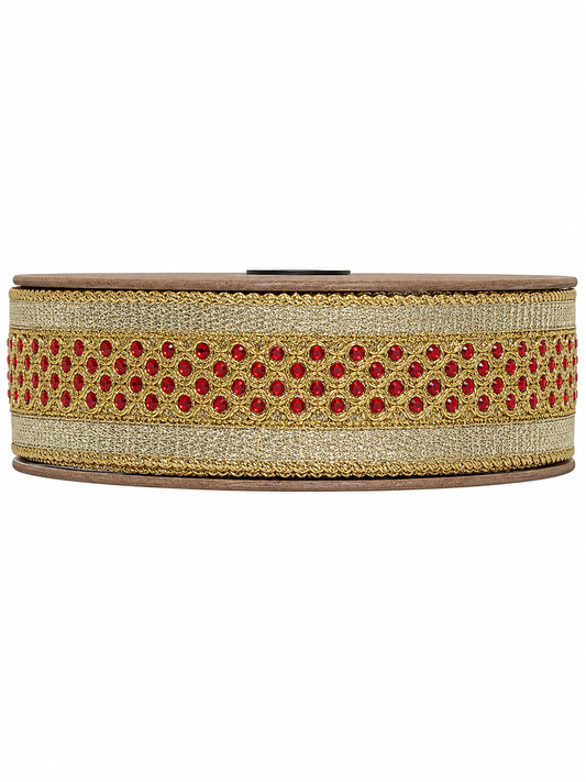 DS07-2804 D.STEVENS 1.5" X 10 YARD FILIGREE TRIM RUBY JEWELS