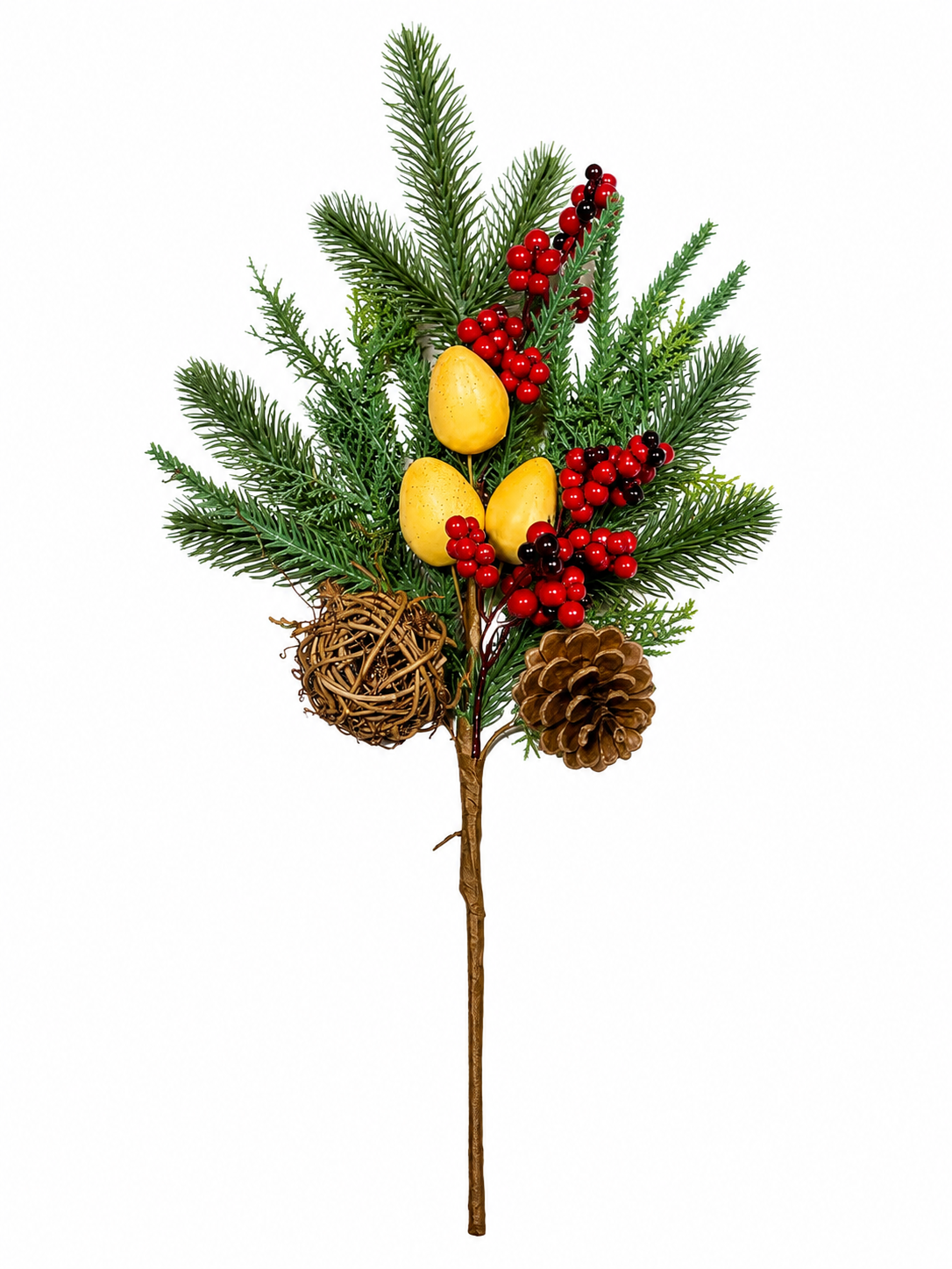 16" PINE MIXED BALL ALMOND SPRAY