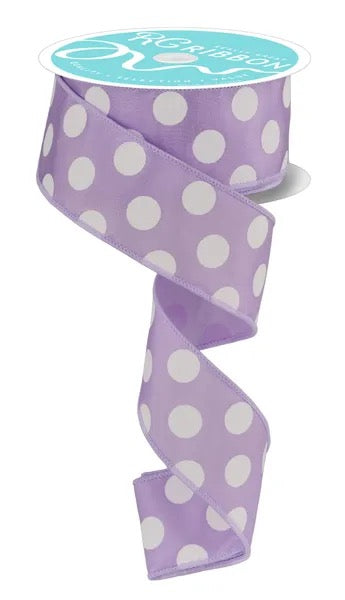 Lavender Polka Dot Wired Ribbon 1.5” - RG158613