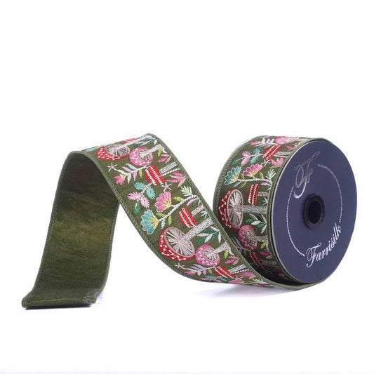 2” Farrisilk  Mushroom Wired Ribbon - SR140-32