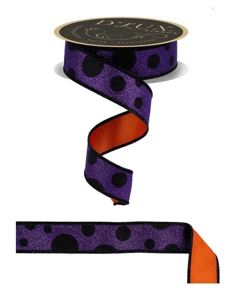 DLux 1.5" x 10yd Giant Multi Polka Dots/Fused Wired Ribbon - LX323502
