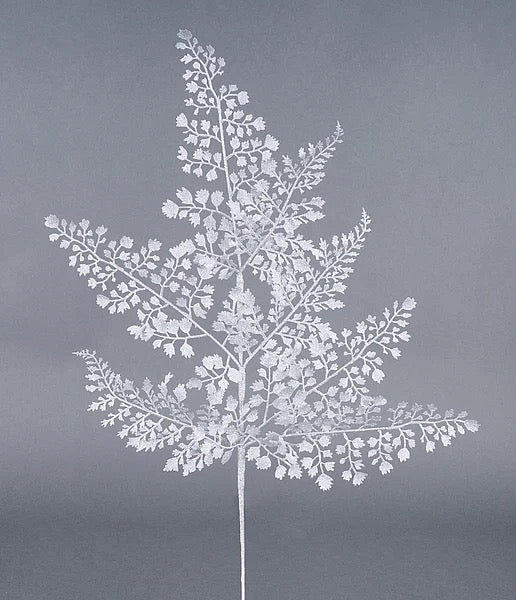 23"L Glitter Maidenhair Fern Spray x 7/Laser Silver