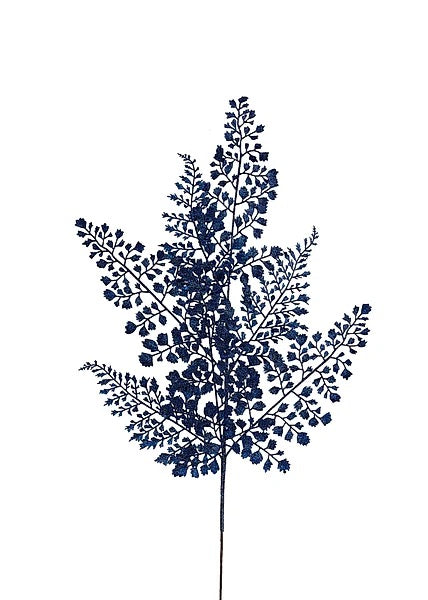 23"L Glitter Maidenhair Fern Spray x 7/Navy Blue