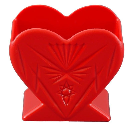 5" Frosted Heart Vase (5" Opening / 3.75" Depth) - Red