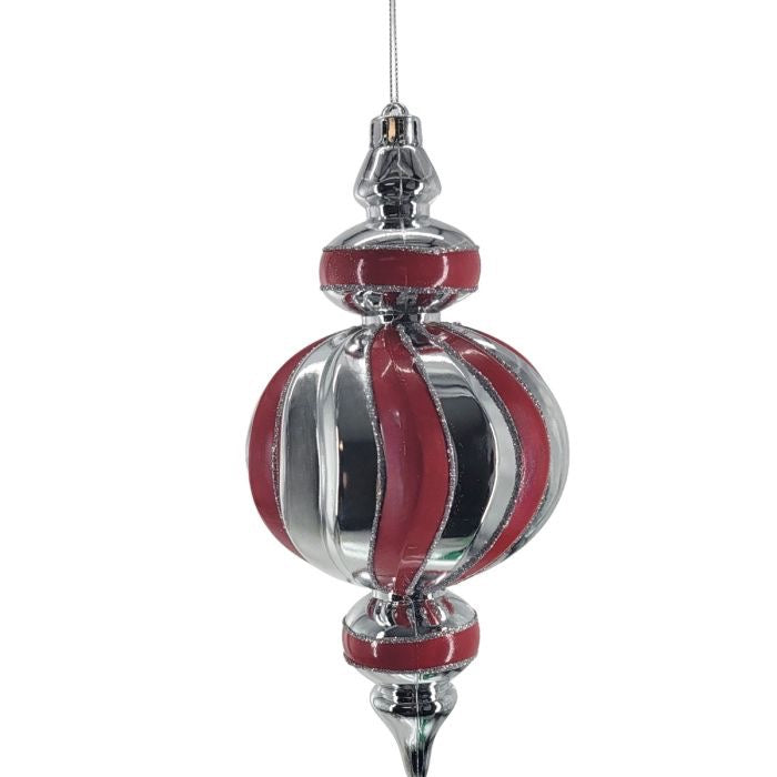 10" FINIAL 4.75DIA - RED/SILVER