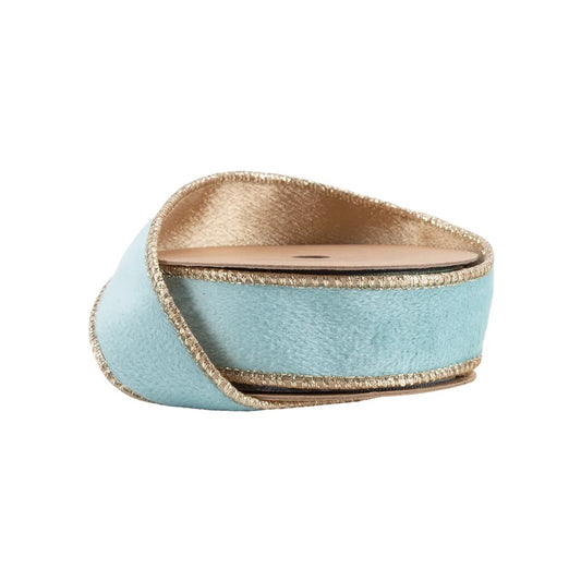 1" Reversible Classic Velvet Wired Ribbon | Aqua/Gold | 10 Yard Roll