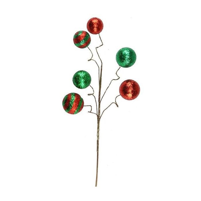 20" GLITTER BALL SPRAY/ RED/EMERALD