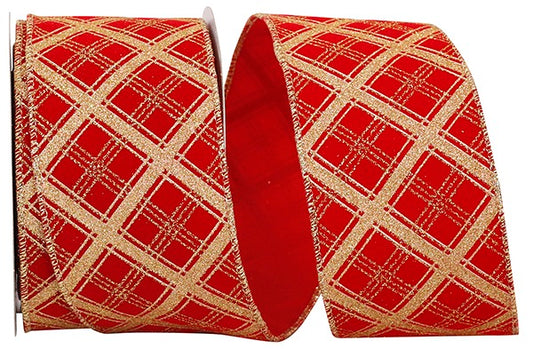 Reliant - 2.5 x 10yards Lattice Glitter Velvet Wired Edge Ribbon - 93590W-994-40F