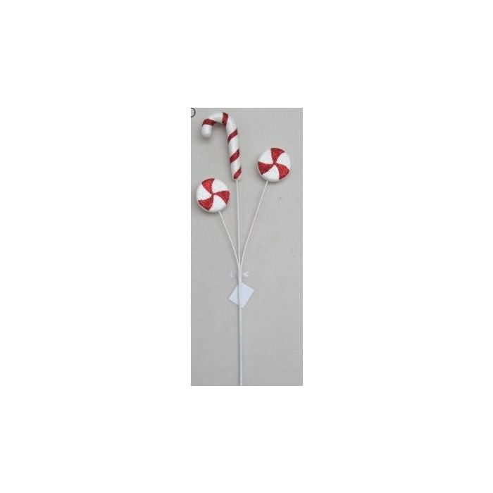 25" GLITTER CANDY SPRAY - WHITE/RED