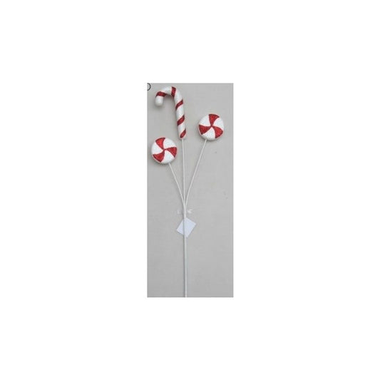 25" GLITTER CANDY SPRAY - WHITE/RED