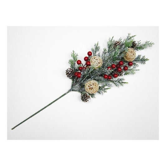 20" X 7" CEDAR, RED BERRY, VINE BALL, PINECONE, FROSTED SPRAY