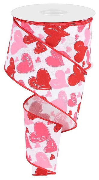RG 2.5" x 10yd Hand Drawn Hearts/Faux Ryl - RGC199427