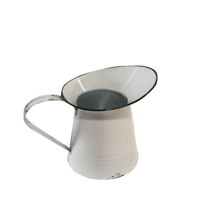 BLK/WHT ENAMEL WATER PITCHER - 9X5X8"