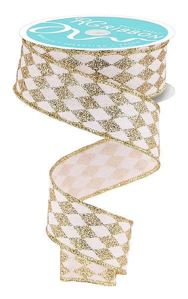 1.5" x 10yd Glitter Harlequin - RGH14403R