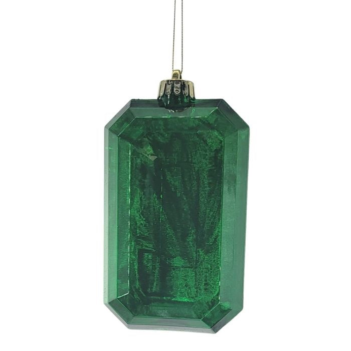 Gem Orn 2.5X4X7" Half W/Glitter Outside - Emerald