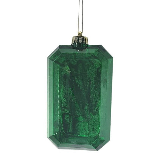 Gem Orn 2.5X4X7" Half W/Glitter Outside - Emerald