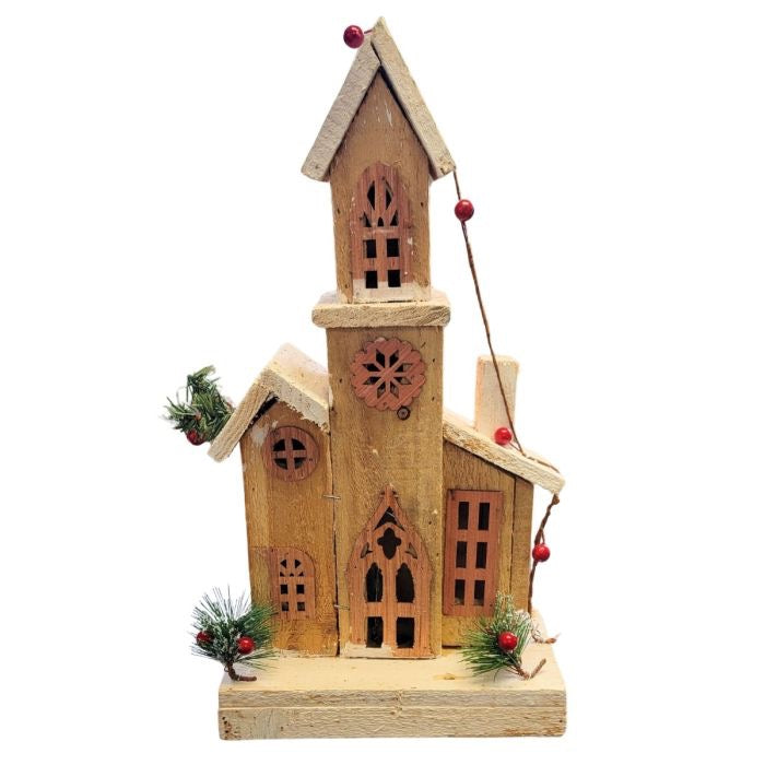 7.75" X 4" X 14" COUNTRY CHAPEL 5 LIGHTS - NATURAL / WHITE