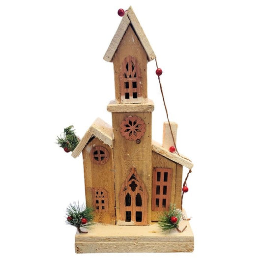 7.75" X 4" X 14" COUNTRY CHAPEL 5 LIGHTS - NATURAL / WHITE