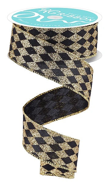 1.5" x 10yd Glitter Harlequin - RGH144086
