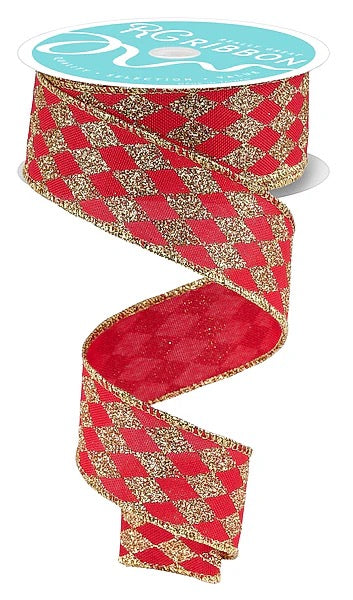 1.5" x 10yd Glitter Harlequin - RGH144036