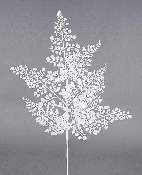 23"L Glitter Maidenhair Fern Spray x 7 - White