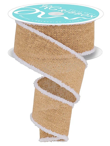 2.5" x 10yd Faux Burlap W/Snowdrift