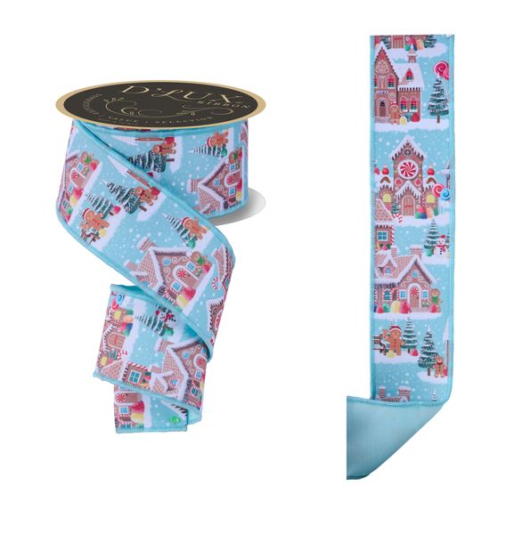DLux 2.5" x 10yd Gingerbread Village/Fused Wires Ribbon - LX113414