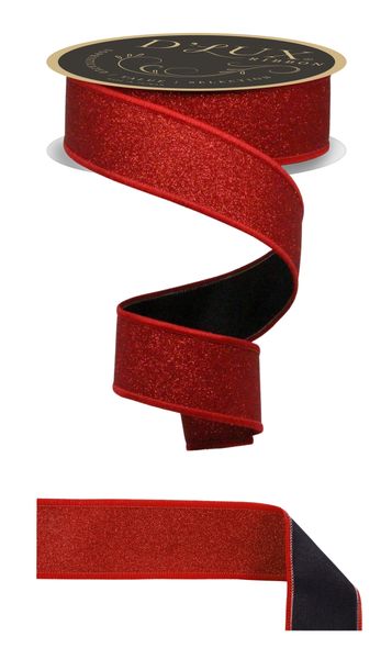 DLux 1.5" x 10yd Fine Glitter/Fused Wired Ribbon - LX3097MA