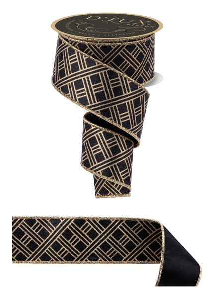 DLux 2.5" x 10yd Woven Stripes/Fused Wired Ribbon -  LX3217RF